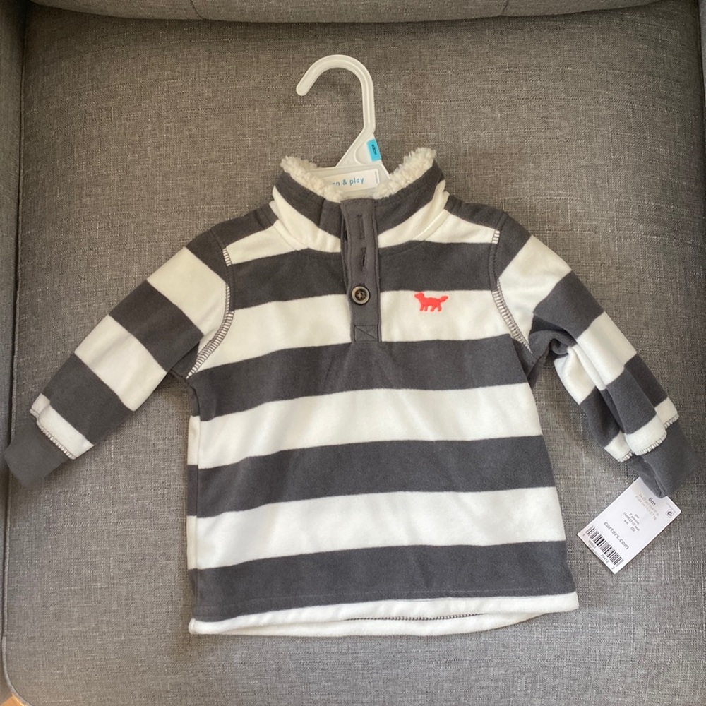 Carters 6-month white and grey striped sweater